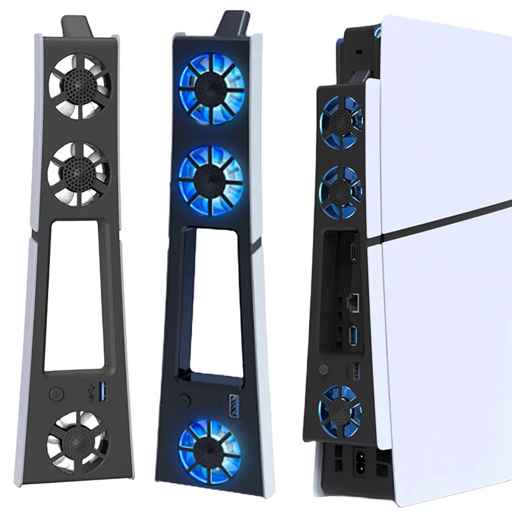 Silent Enhanced Cooling Fan for PS5 Slim Console(Digital/Disc) with LED Lights Efficient Cooling System for Playstation 5 Slim