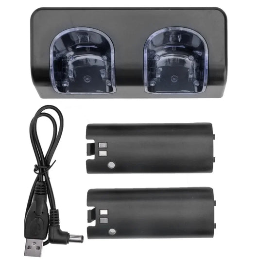 2 Ports Charging Stand Dock Station + 2 Batteries for Wii Gamepad Remote Controller Charging Dock Station