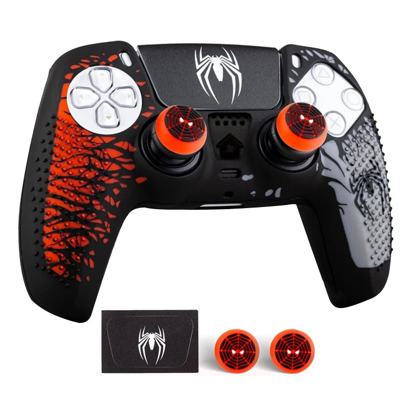 Anti-Slip Controller Skin Shell for PS5 Controller Silicone Cover Case with Rubber Thumb Grip Gaps and Touch Pad Sticker For PS5