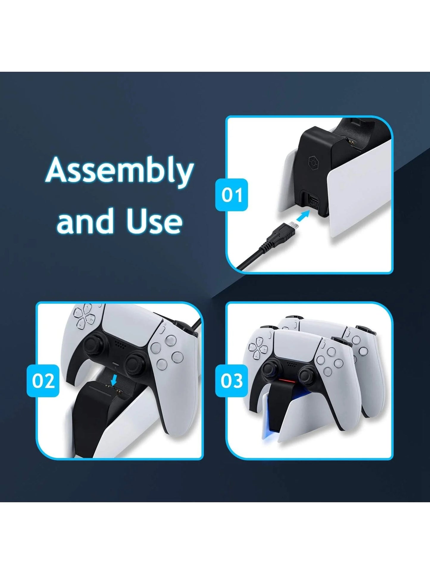 Game Wireless Charging Station for PS5 with Dual Fast Charger Dock and LED Charging Indicators