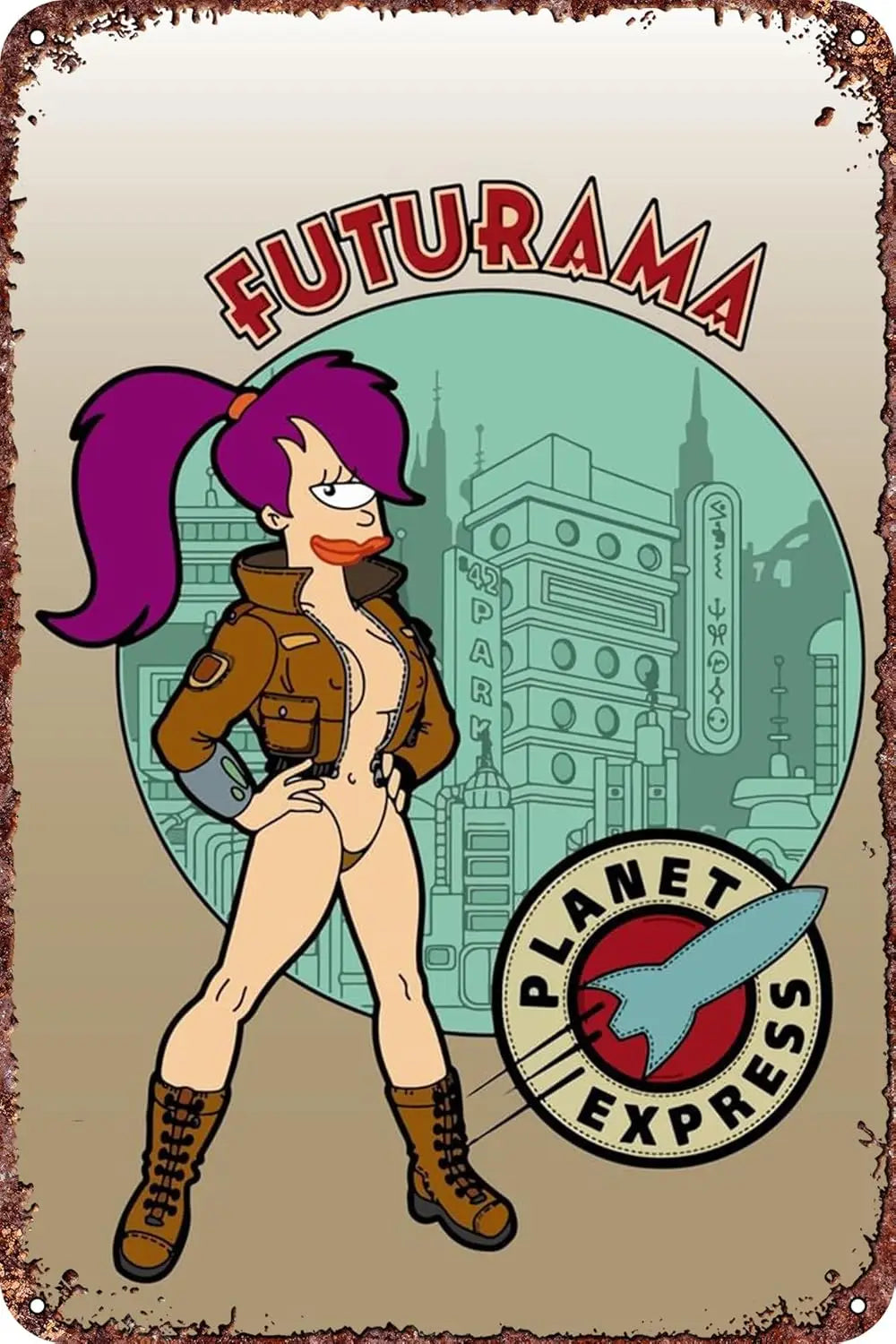 Futurama Game 1P Metal Tin Sign Poster Wall Decor for Living Room Cafe Decorative Gaming Theme Wall Art