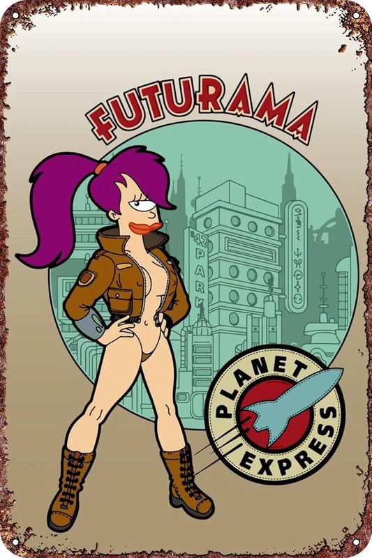 Futurama Game 1P Metal Tin Sign Poster Wall Decor for Living Room Cafe Decorative Gaming Theme Wall Art