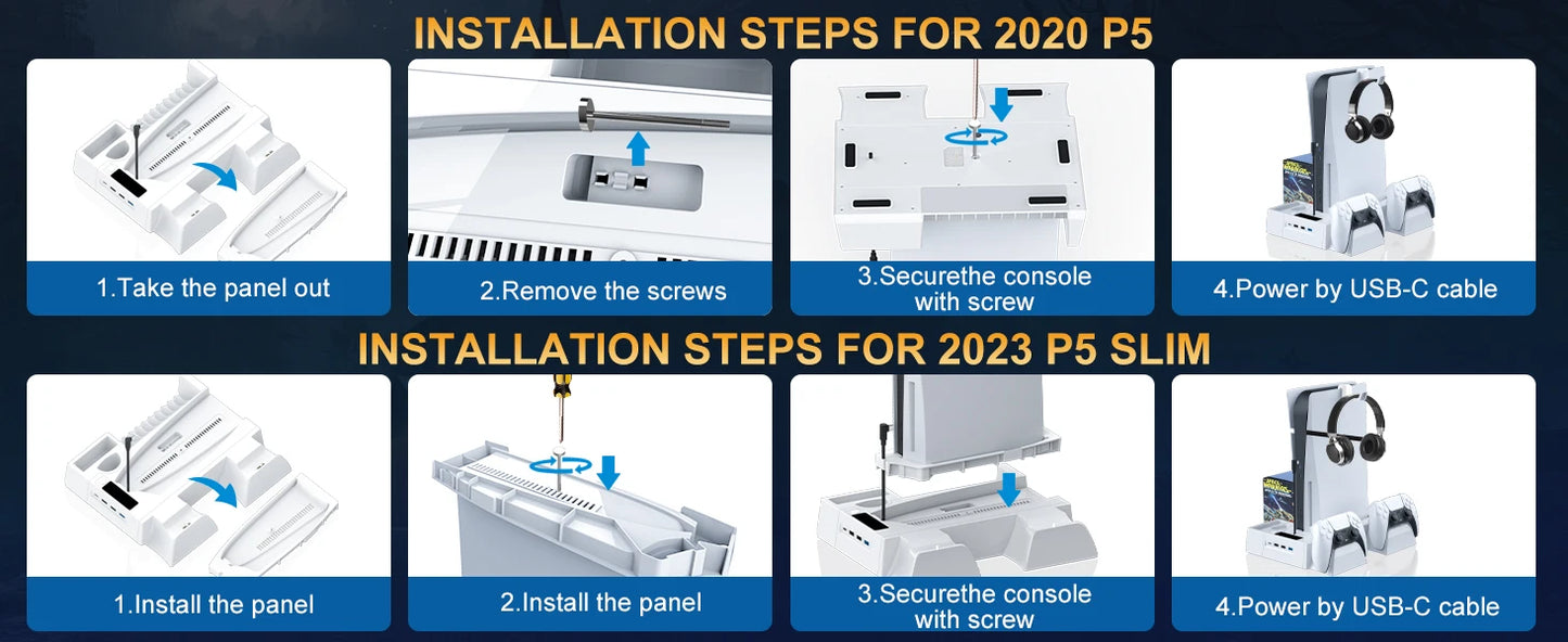 PS5 Cooling Station for PS5/PS5 Slim Disc Digital Console, PS5 Cooling Stand PS5 Slim Cooling Station, PS5 Stand PS5 Accessories