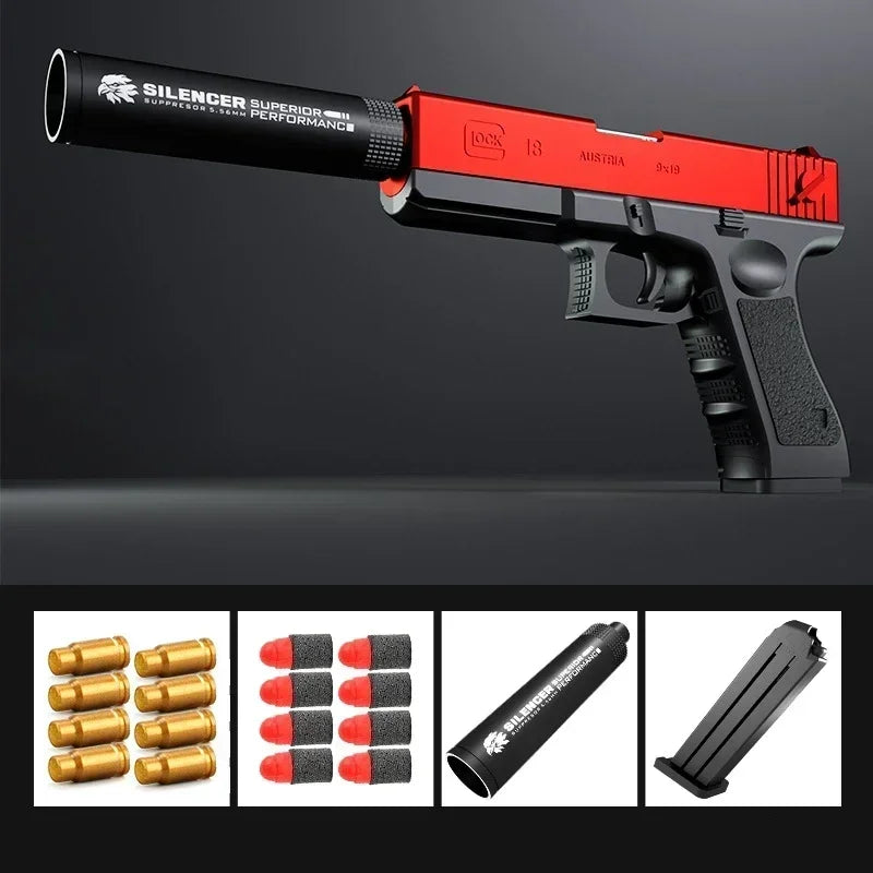 M1911 Bullet Toy Gun for Kids Outdoor Glock Rock Soft Bullet Gun Toy Throwing Case!110021