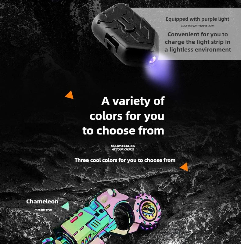 Shell-Ejecting Alloy Toy Pistol Set Stress Relief Fidget Sensory Toy Mini Finger Spinning Top EDC Desk Gadget Gift for Teen Boys