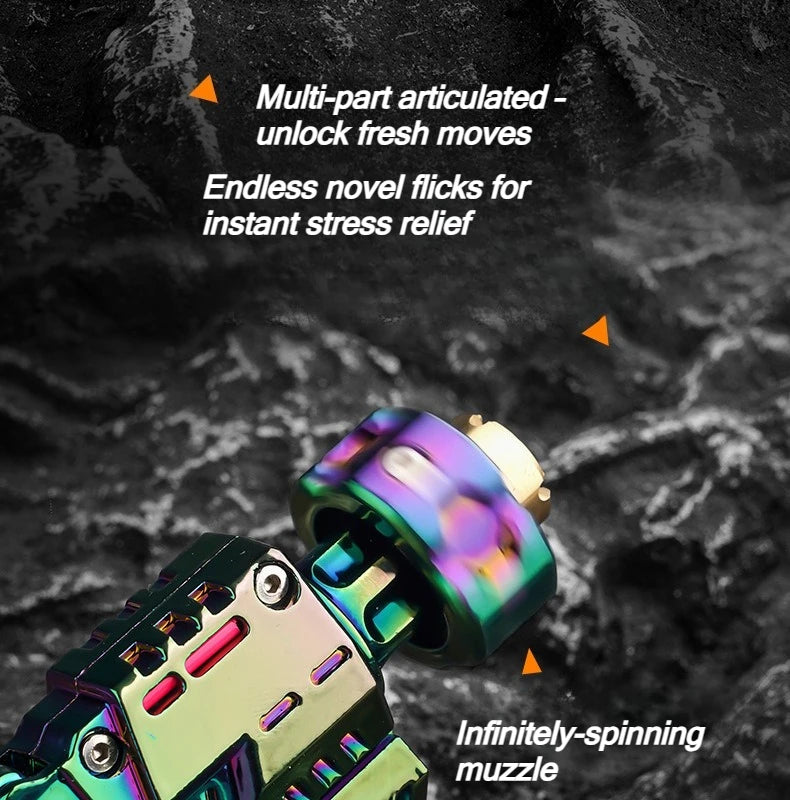 Shell-Ejecting Alloy Toy Pistol Set Stress Relief Fidget Sensory Toy Mini Finger Spinning Top EDC Desk Gadget Gift for Teen Boys