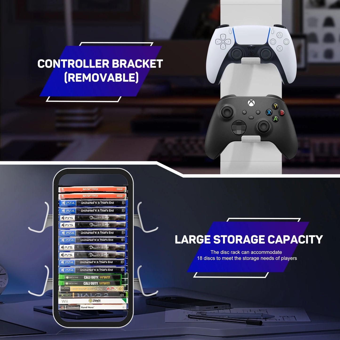 For Switch PS4 PS5 XBOXONE xboxSERIES S/X Game Disc holder with headphone hook