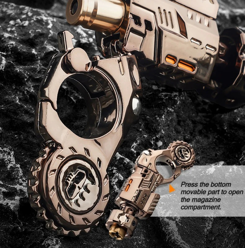 Shell-Ejecting Alloy Toy Pistol Set Stress Relief Fidget Sensory Toy Mini Finger Spinning Top EDC Desk Gadget Gift for Teen Boys