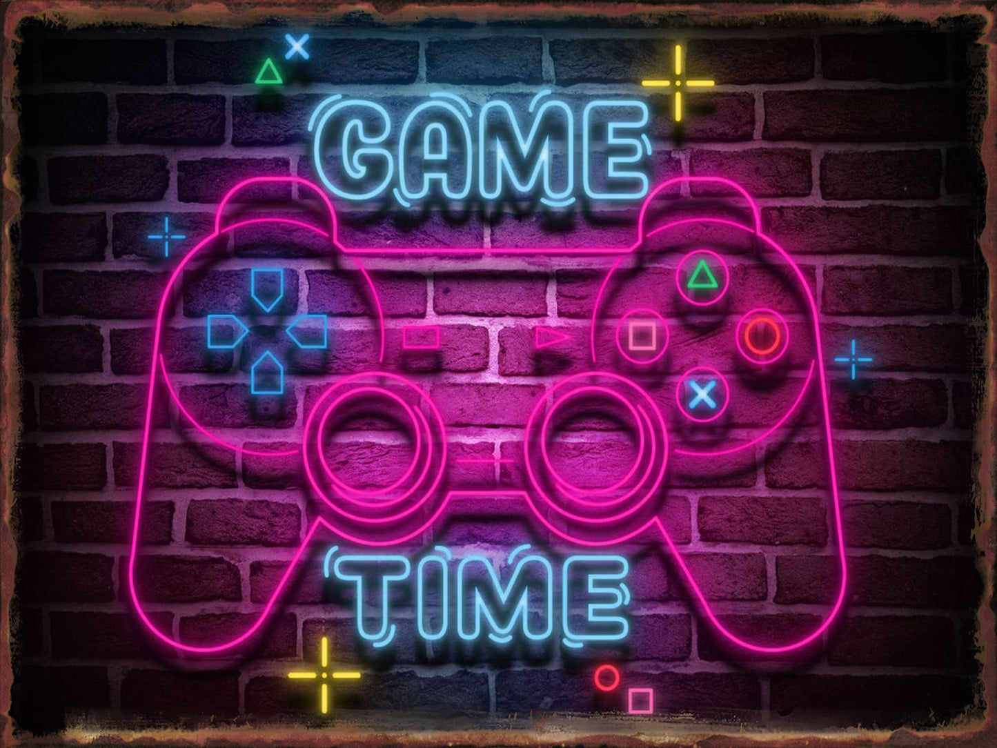 Neon Game Metal Tin Sign Gamer Room Poster Electronic Arena Wall Decor Internet Bar Plaque Gamepad Iron Plate Painted Home Mural
