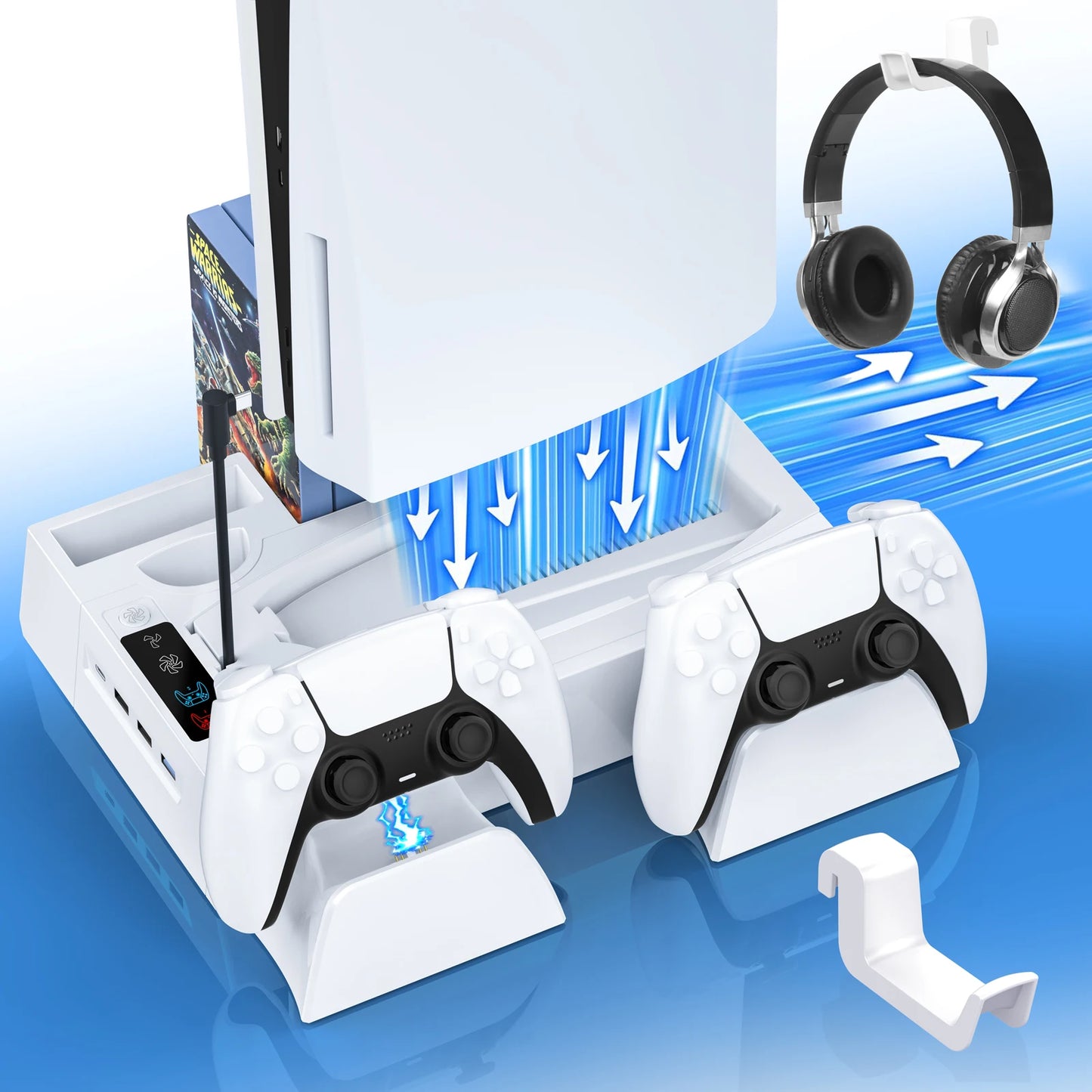 PS5 Cooling Station for PS5/PS5 Slim Disc Digital Console, PS5 Cooling Stand PS5 Slim Cooling Station, PS5 Stand PS5 Accessories