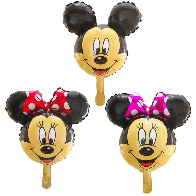 10pcs Mini Mickey Minnie Head Foil Balloons Birthday Theme Party Decoration Baby Shower Inflatable Kids Toy Air Globos Supplies