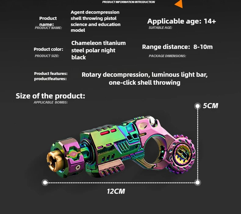 Metal Alloy Shell-Ejecting Toy Pistol Set Fun Shooting Sensory Toy Stress Relief EDC Office Desk Gadget Gift for Boys Adults