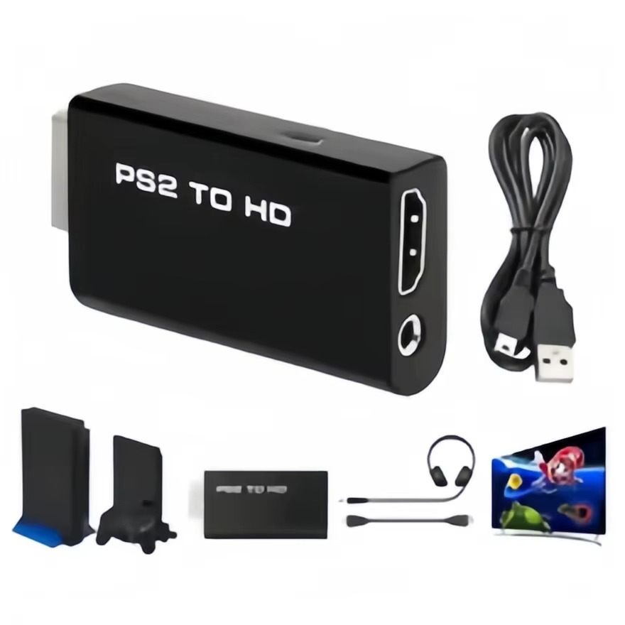 Convertitore da PS2 a HDMI 1080P - Adattatore Full HD con jack audio da 3,5 mm per PlayStation 2, supporta 480i/480p/576p e tutte le modalità display