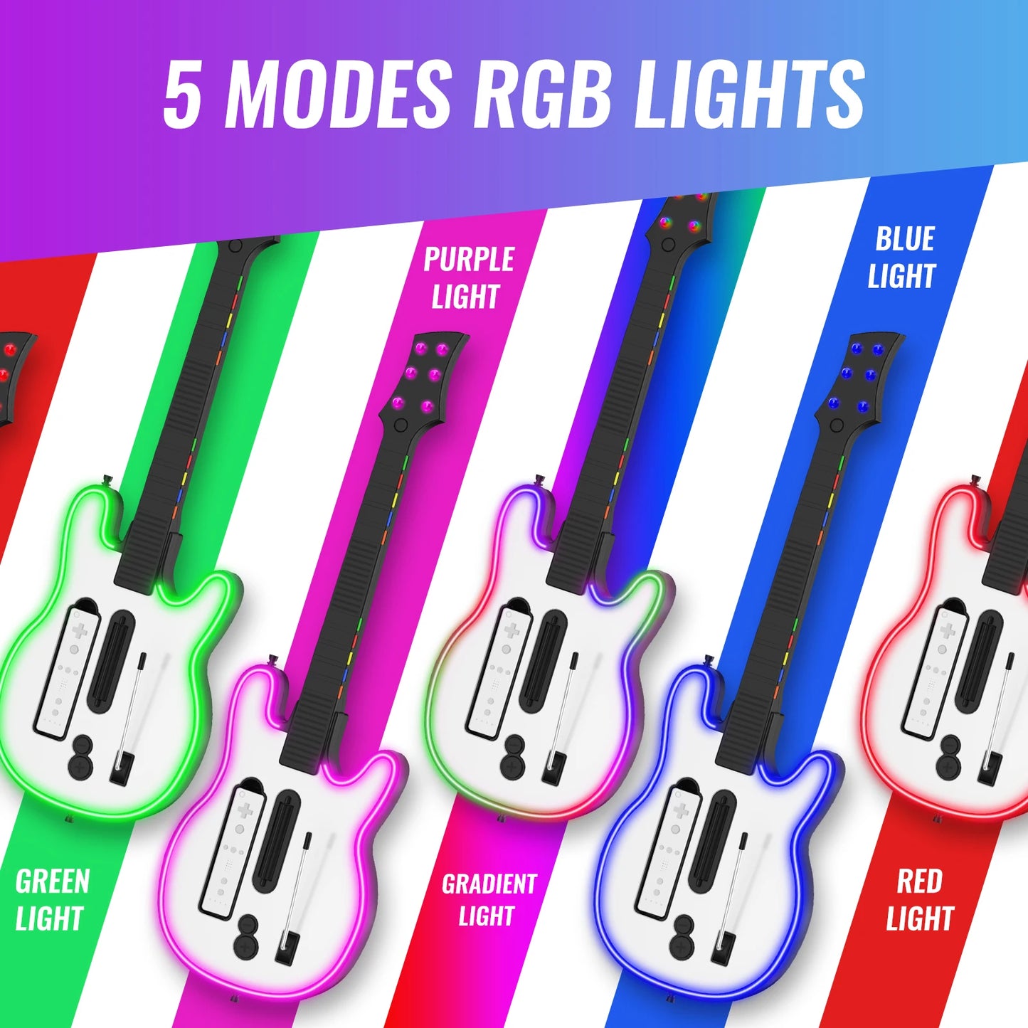 wii Console Wireless Guitar Controller wii Console Guitar for rock band games with RGB lights