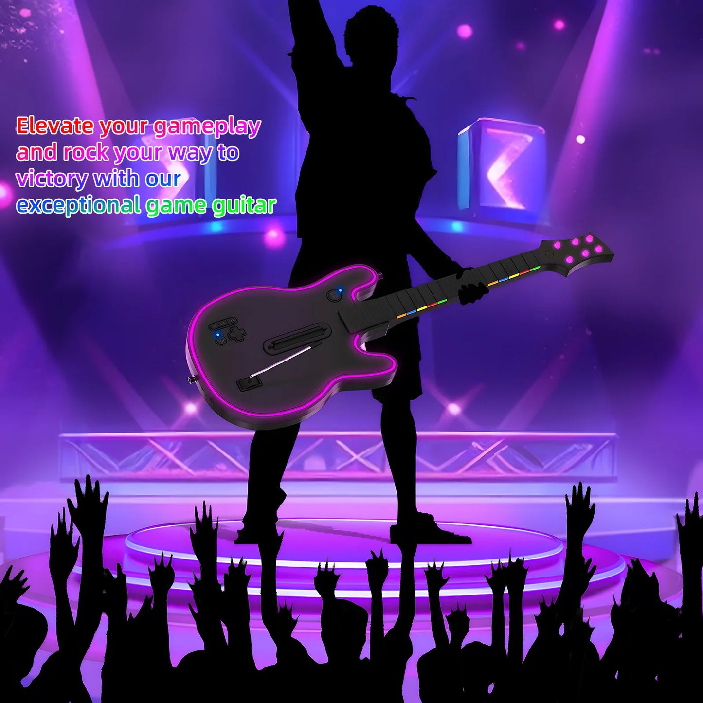 EAEY Wireless Guitar Controller for PS4 Game Console, Compatible with PS3 Console and PC, Suitable for Rock Band - style Games