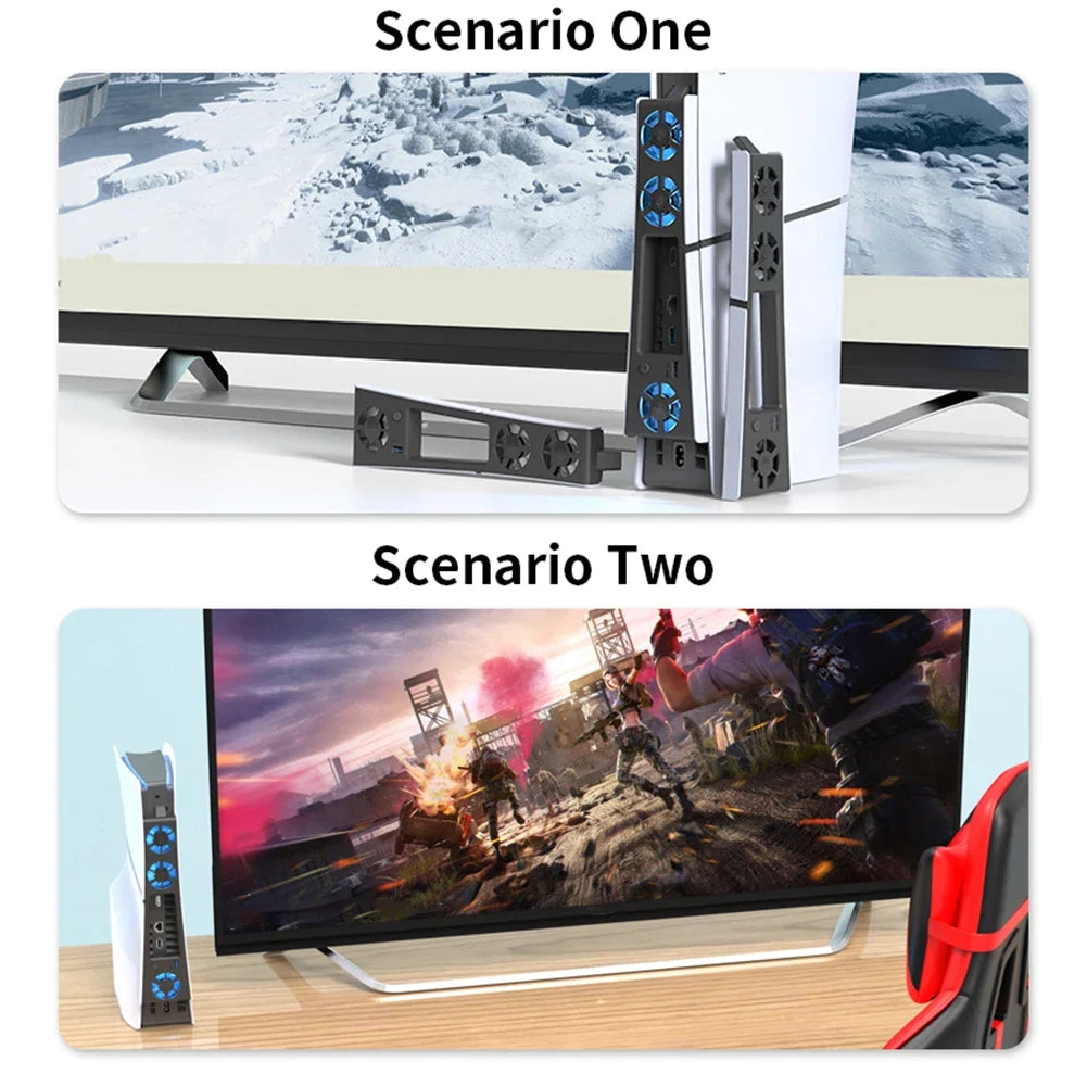 Silent Enhanced Cooling Fan for PS5 Slim Console(Digital/Disc) with LED Lights Efficient Cooling System for Playstation 5 Slim