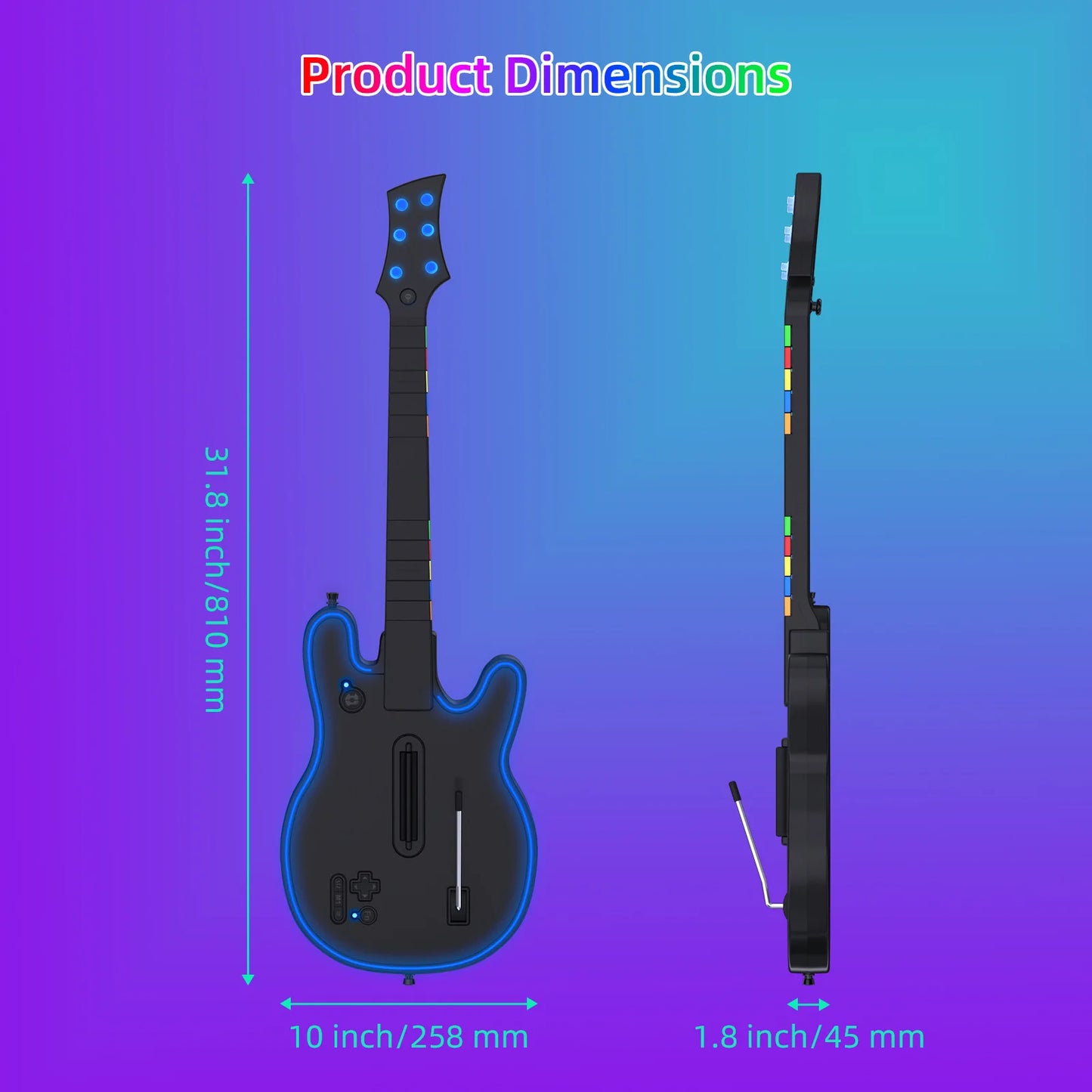 EAEY Wireless Guitar Controller for PS4 Game Console, Compatible with PS3 Console and PC, Suitable for Rock Band - style Games