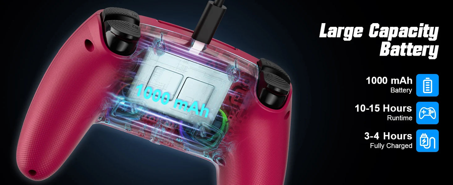 bonacell Ps5 Wireless Controller For Ps5/Ps5 Pro/Ps5 Slim With Hall Joystick Dual Vibration Bluetooth Gamepad Turbo Programming