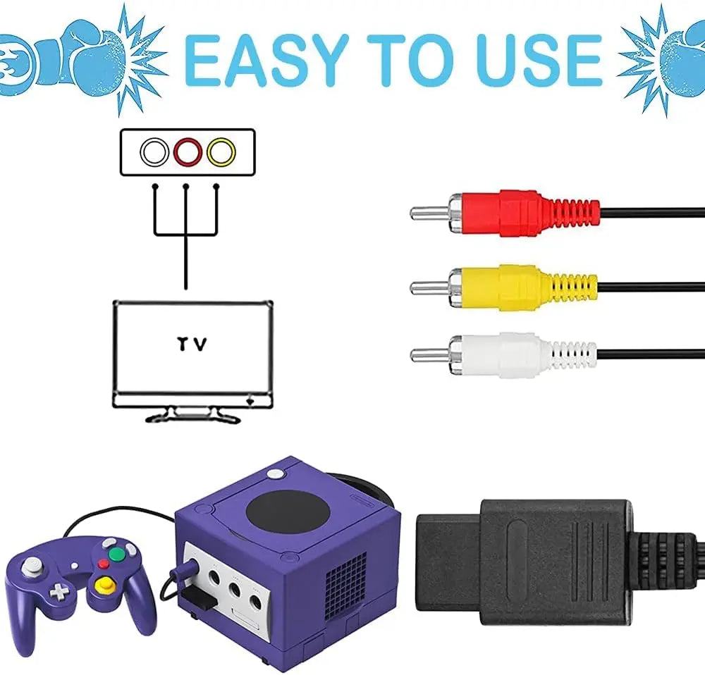 AC Power Supply for Gamecube, AV Composite Cable Cord Compatible with Gamecube NGC Console