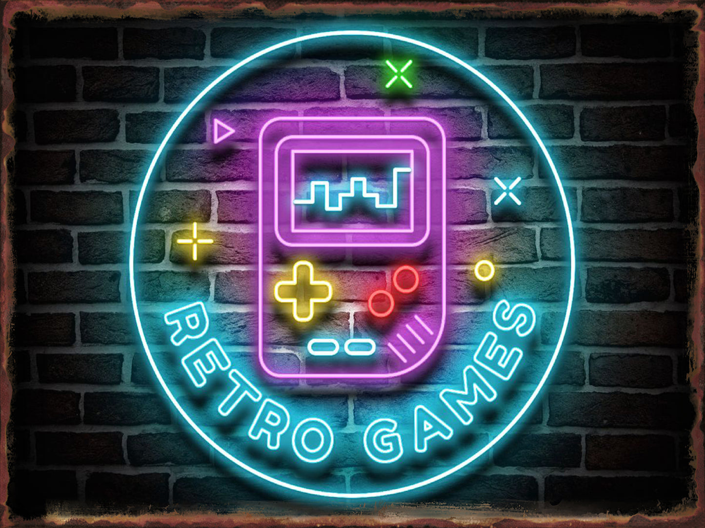 Neon Game Metal Tin Sign Gamer Room Poster Electronic Arena Wall Decor Internet Bar Plaque Gamepad Iron Plate Painted Home Mural