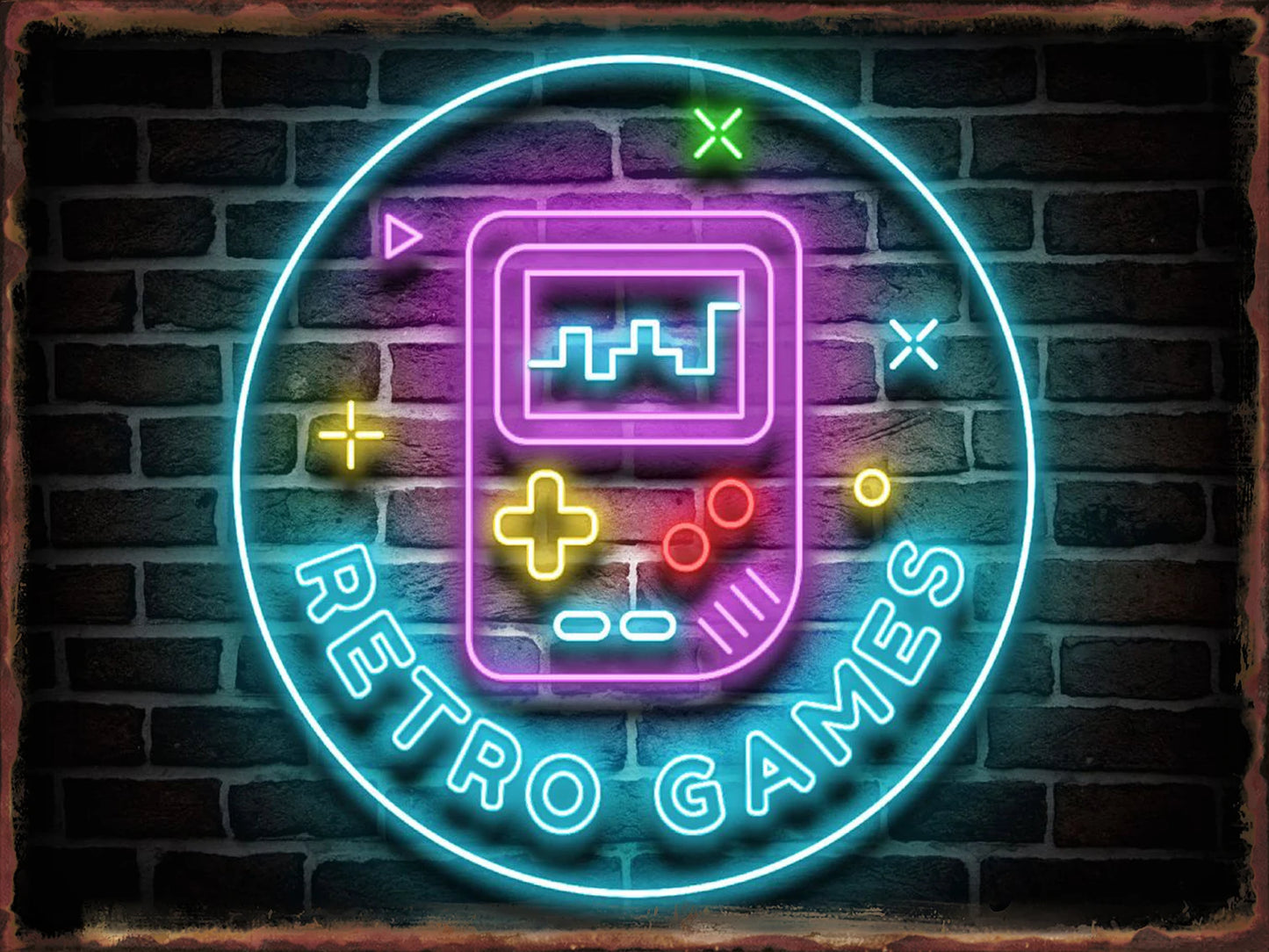 Neon Game Metal Tin Sign Gamer Room Poster Electronic Arena Wall Decor Internet Bar Plaque Gamepad Iron Plate Painted Home Mural