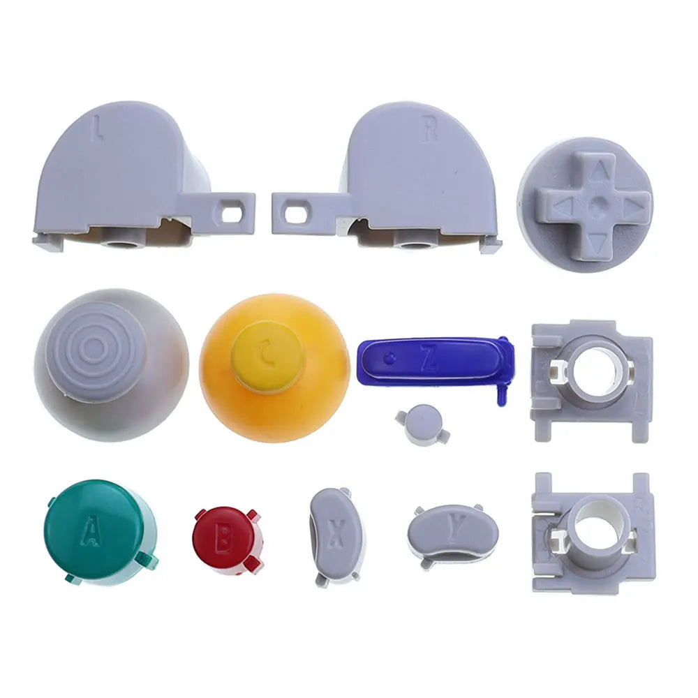 Full Set Button For GameCube NGC Gamepad Power ON OFF Key  A B X Y L R D Pads Mod Kit Silicone Pads Rubber Conductive Button