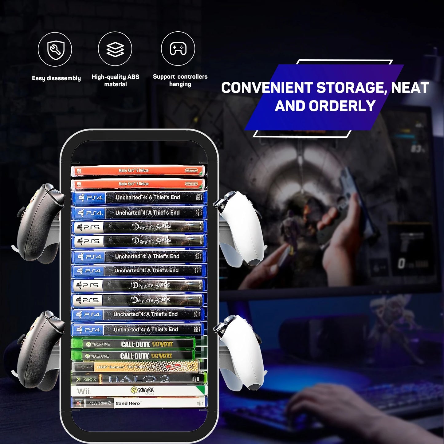 For Switch PS4 PS5 XBOXONE xboxSERIES S/X Game Disc holder with headphone hook