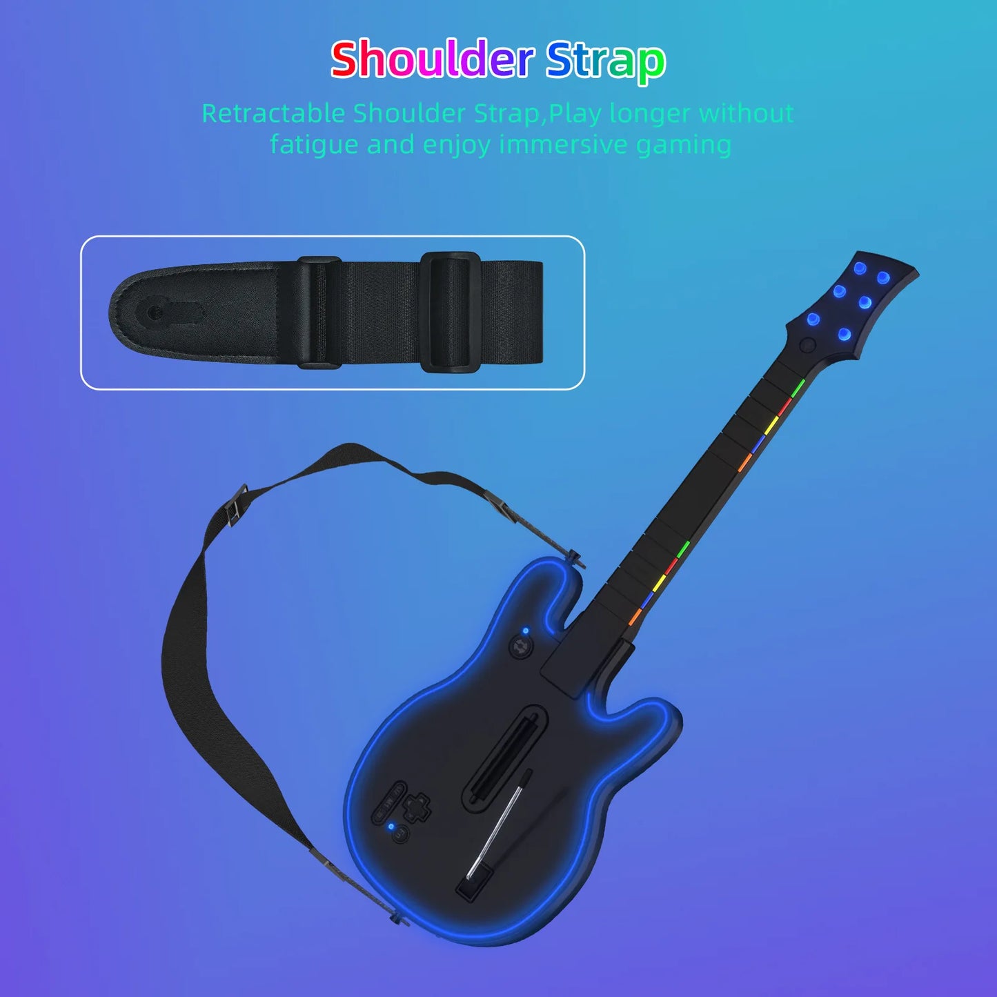 EAEY Wireless Guitar Controller for PS4 Game Console, Compatible with PS3 Console and PC, Suitable for Rock Band - style Games