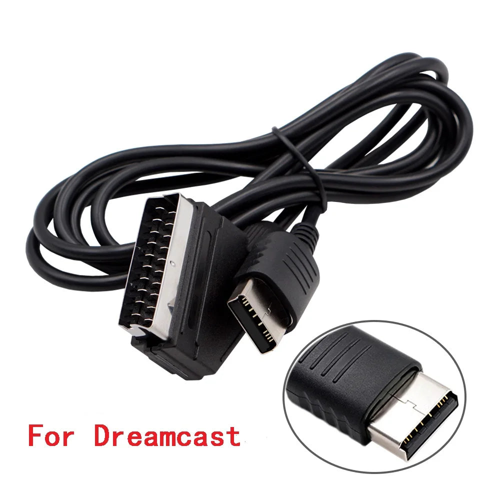 1.8m RGB Scart Cable For PS2/PS1/PS3/SEGA Mega Drive1/MD2/DC Dreamcast/Saturn/XBOX/XBOX 360 Retro Video Game Consoels