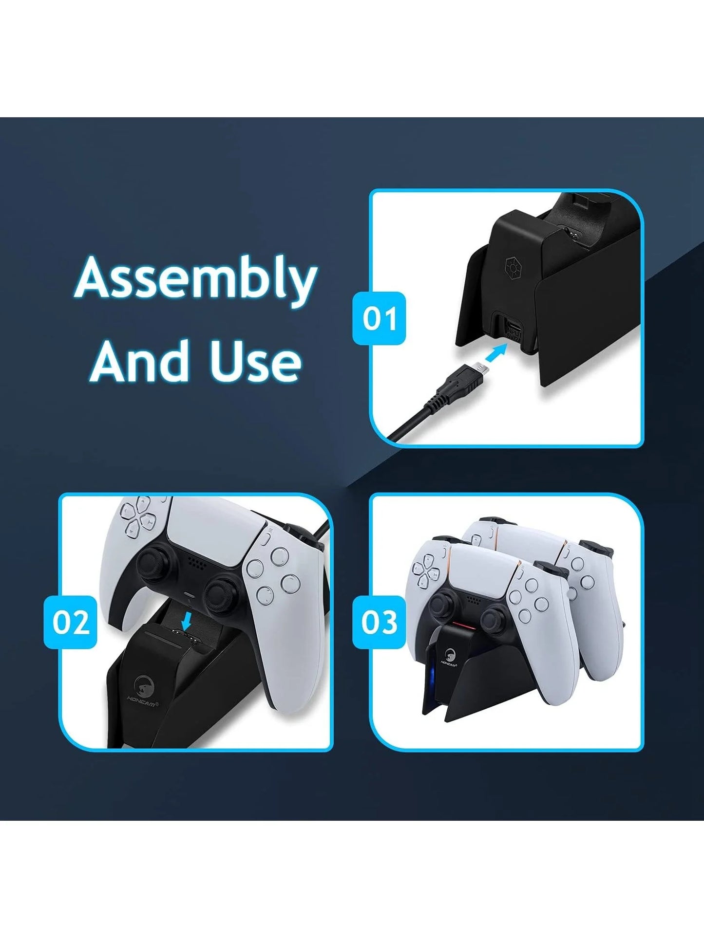 Game Wireless Charging Station for PS5 with Dual Fast Charger Dock and LED Charging Indicators