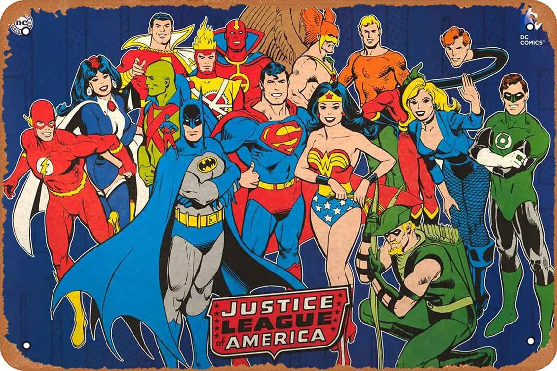 Comics and Toons Metal Posters Classic Superheroes Tin Metal Sign ;