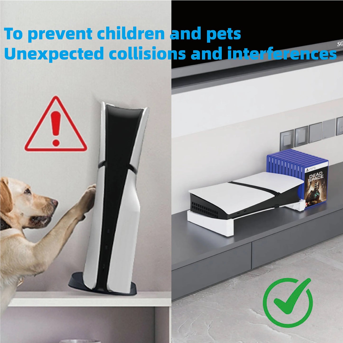 Horizontal Stand for PS5 Slim & Pro Console and Hold 12 Game Disc, Compatible with PlayStation 5 Slim/Pro Disc & Digital Edition