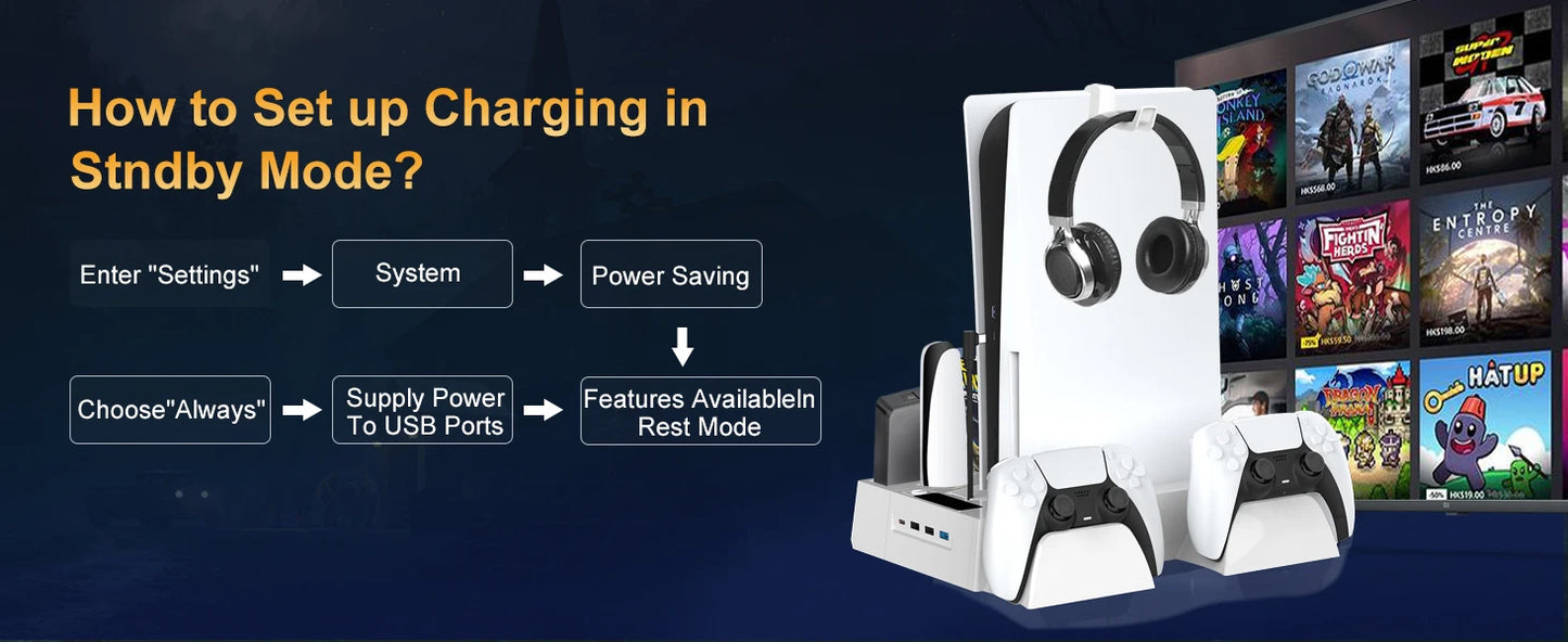 PS5 Cooling Station for PS5/PS5 Slim Disc Digital Console, PS5 Cooling Stand PS5 Slim Cooling Station, PS5 Stand PS5 Accessories