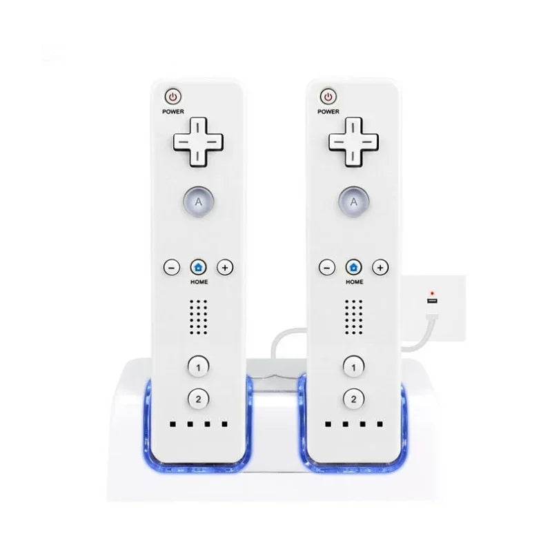 2 Ports Charging Stand Dock Station + 2 Batteries for Wii Gamepad Remote Controller Charging Dock Station