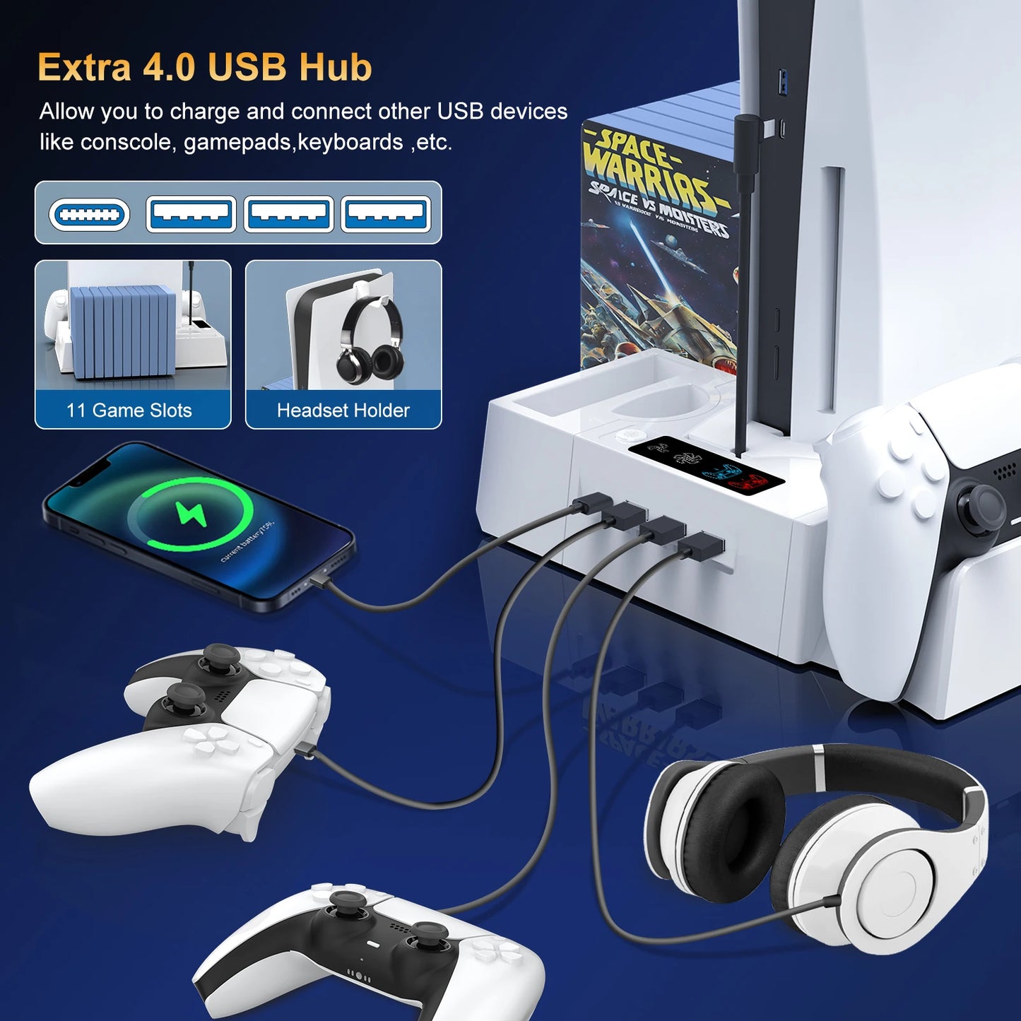 PS5 Cooling Station for PS5/PS5 Slim Disc Digital Console, PS5 Cooling Stand PS5 Slim Cooling Station, PS5 Stand PS5 Accessories