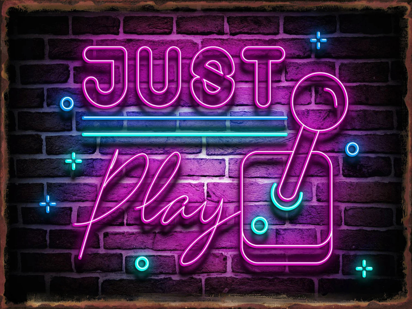 Neon Game Metal Tin Sign Gamer Room Poster Electronic Arena Wall Decor Internet Bar Plaque Gamepad Iron Plate Painted Home Mural