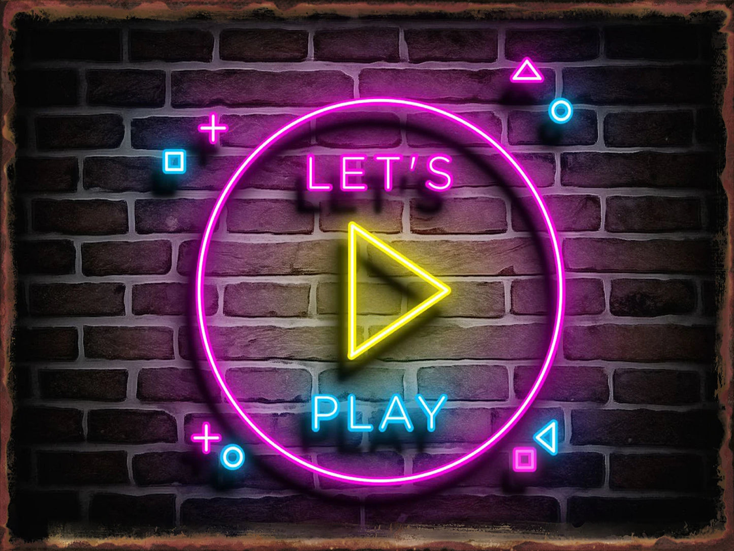 Neon Game Metal Tin Sign Gamer Room Poster Electronic Arena Wall Decor Internet Bar Plaque Gamepad Iron Plate Painted Home Mural