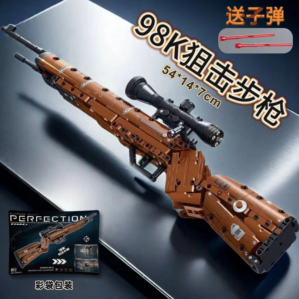 AK47 Assault Rifle Building Blocks Set SWAT City WW2 Military Weapon 98K Rifle Model DIY Assembly Toy Kids Holiday Gift