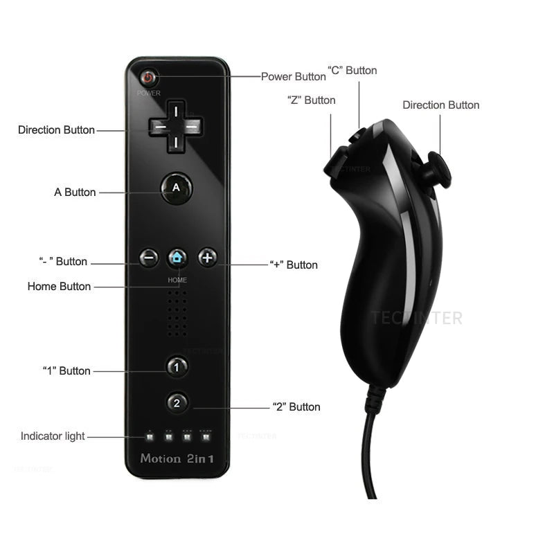 2 in 1 Wireless Controller For NS Wii Gamepad Set Motion Plus Remote Controller Joypad for NS Wii Games Control Accessories
