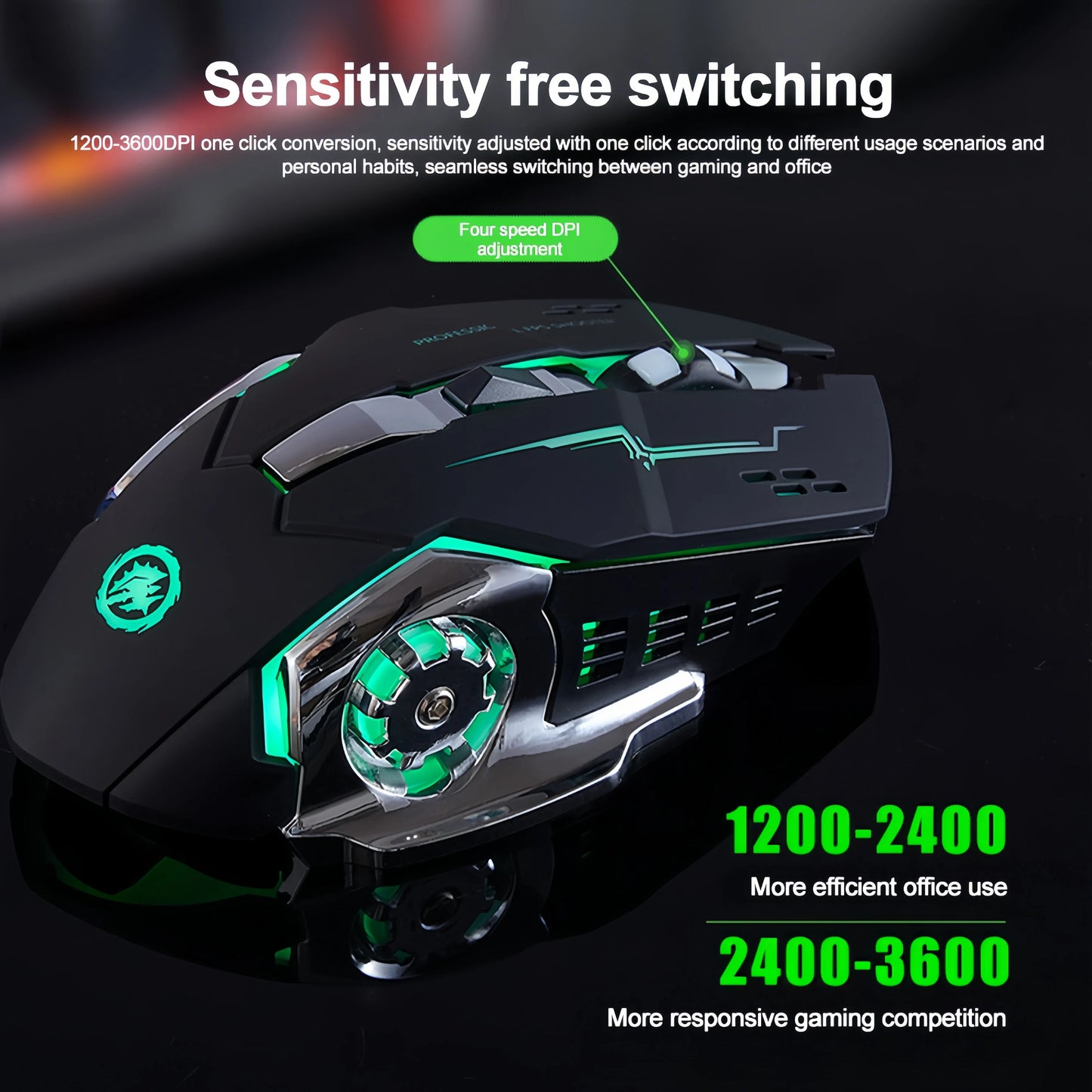 RGB Dual-Mode Bluetooth 5.2 Mouse 2.4G Wireless Mouse Gaming Mouse Rechargeable Silent Mouse 3600 DPI Mouse Mice for Laptop