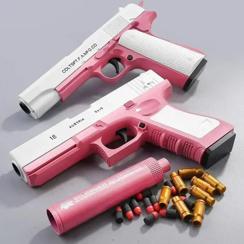 M1911 Bullet Toy Gun for Kids Outdoor Glock Rock Soft Bullet Gun Toy Throwing Case!110021