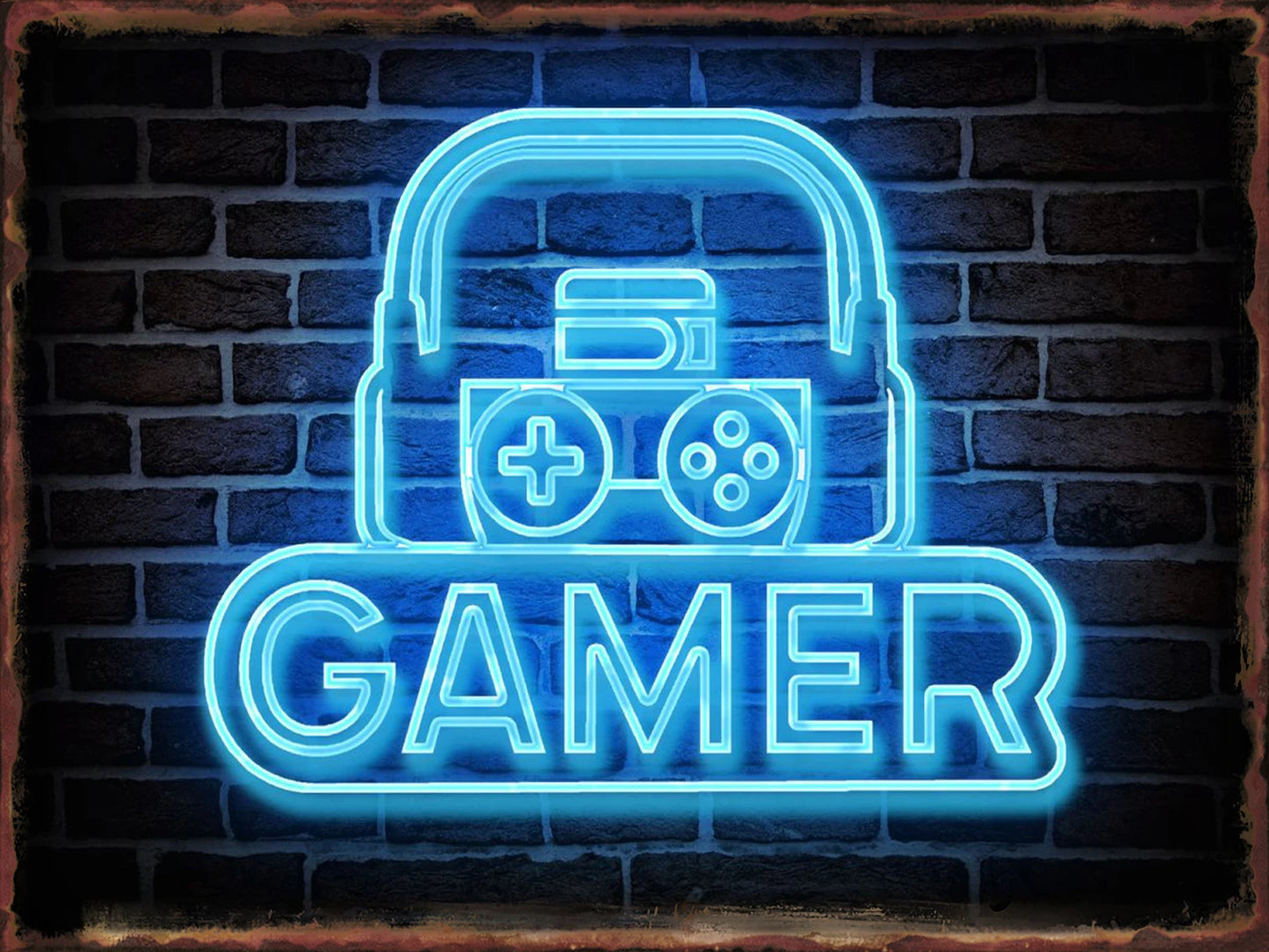 Neon Game Metal Tin Sign Gamer Room Poster Electronic Arena Wall Decor Internet Bar Plaque Gamepad Iron Plate Painted Home Mural