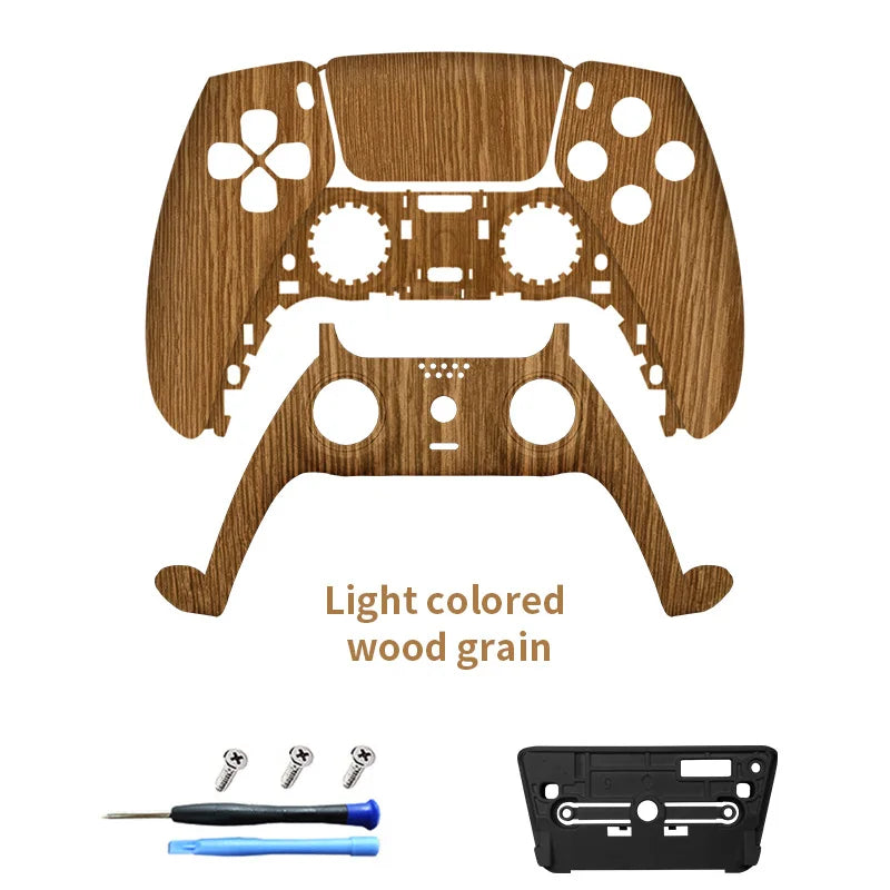 Redesigned and replaced front shell touchpad compatible with PS5 controller BDM-010, 020, 030, 040, 050-Wood grain pattern