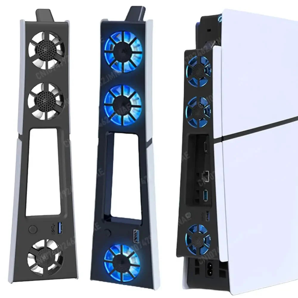 Silent Enhanced Cooling Fan for PS5 Slim Console(Digital/Disc) with LED Lights Efficient Cooling System for Playstation 5 Slim