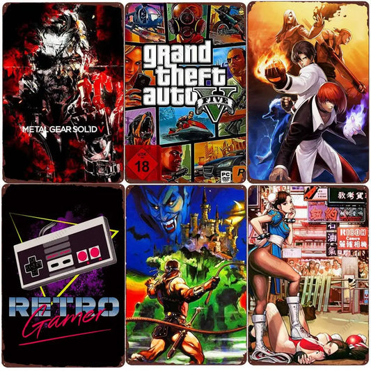 Hot Games Vintage Metal Tin Sign Home Bar Club Wall Decor Classic Single Game Metal Poster Gamer Retro Plaque Gift for Kids N381