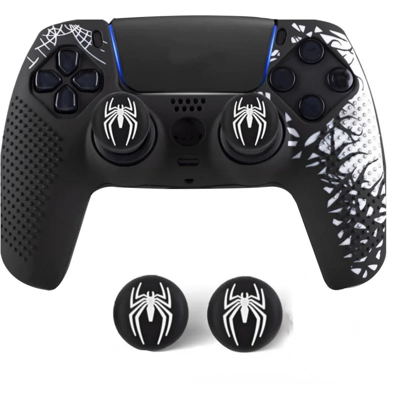 Anti-Slip Controller Skin Shell for PS5 Controller Silicone Cover Case with Rubber Thumb Grip Gaps and Touch Pad Sticker For PS5