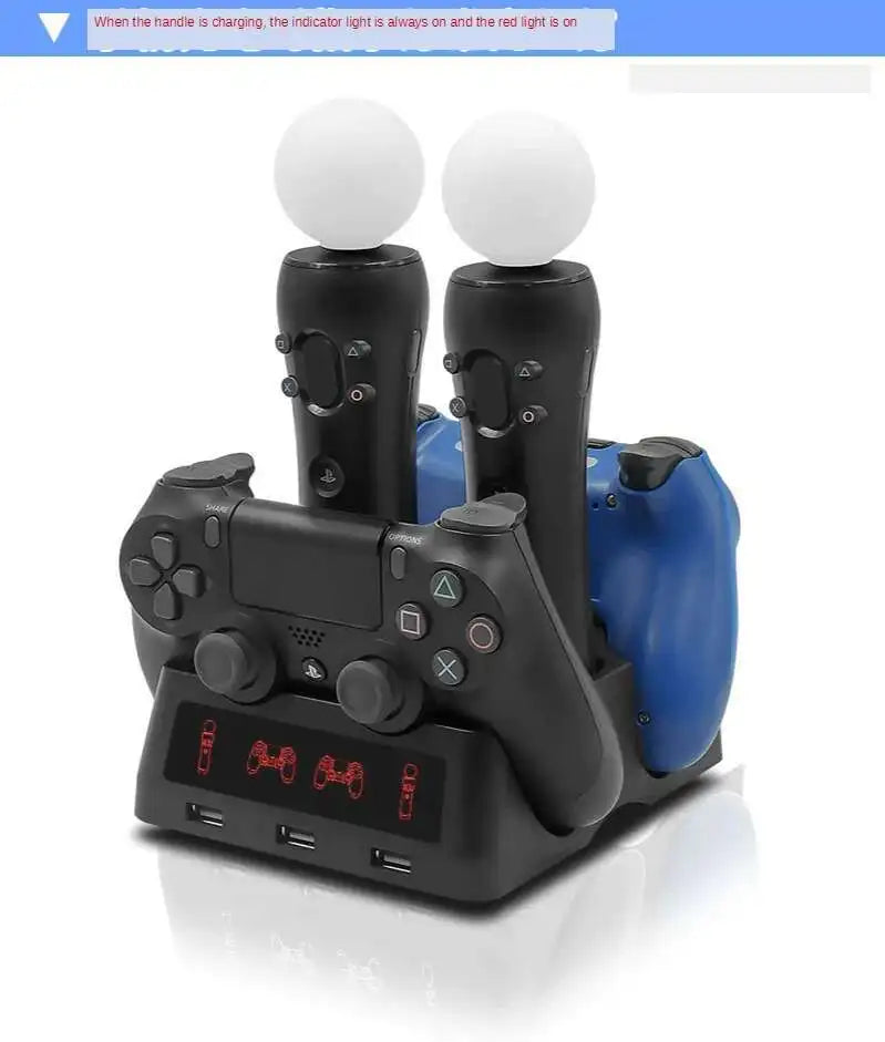 4 in 1 Desk Charger Dock Quad Charging Station for PS Move Motion and PS4 Controller Playstation 4 PS4 Slim PS4 Pro