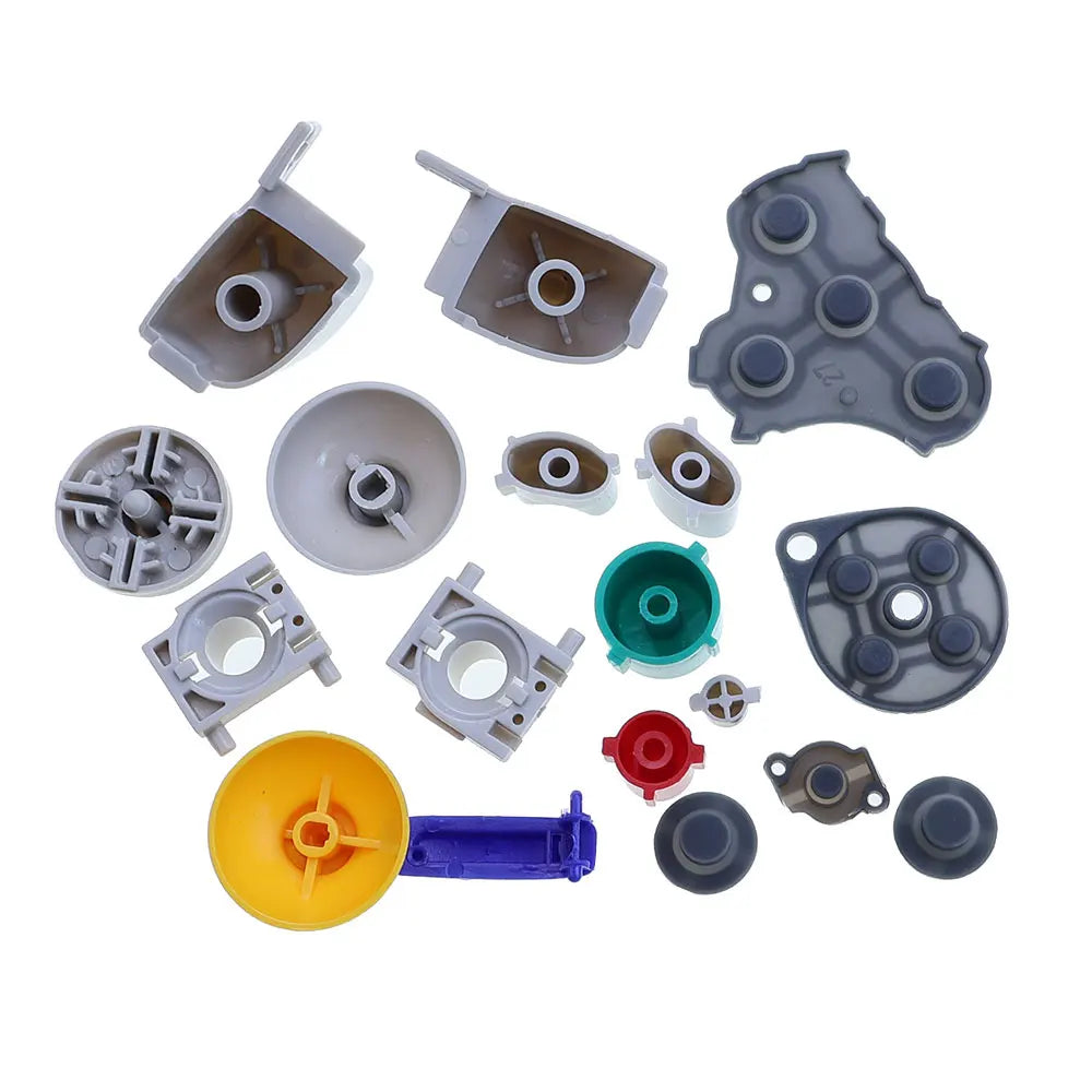 Full Set Button For GameCube NGC Gamepad Power ON OFF Key  A B X Y L R D Pads Mod Kit Silicone Pads Rubber Conductive Button