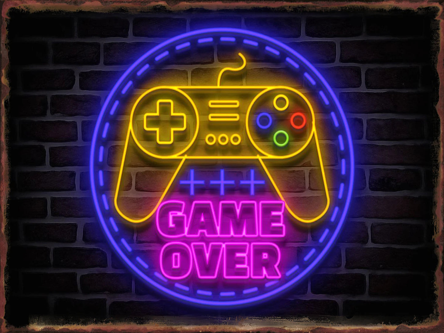 Neon Game Metal Tin Sign Gamer Room Poster Electronic Arena Wall Decor Internet Bar Plaque Gamepad Iron Plate Painted Home Mural