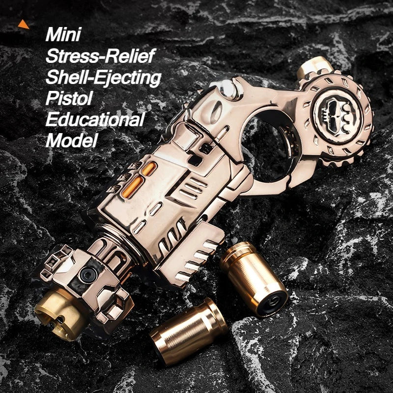 Shell-Ejecting Alloy Toy Pistol Set Stress Relief Fidget Sensory Toy Mini Finger Spinning Top EDC Desk Gadget Gift for Teen Boys